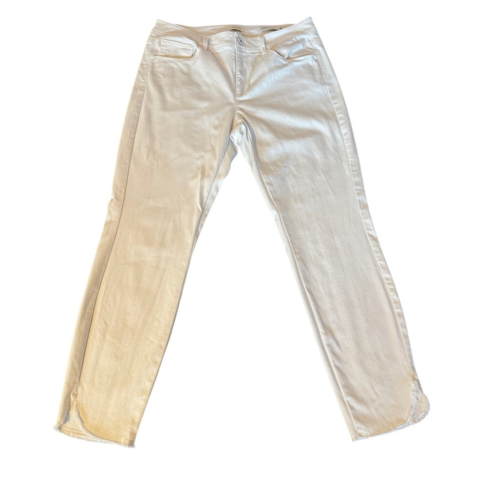 J.Jill Authentic Fit Slim Ankle Jeans White Raw Tulip Hem Womens Size 8